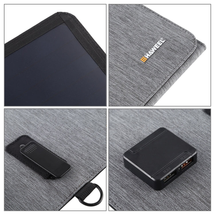 HAWEEL 28W Ultrathin 4-Fold Foldable 5V / 3A Max Solar Panel Charger with Dual USB Ports, Support QC3.0 and AFC(Black)