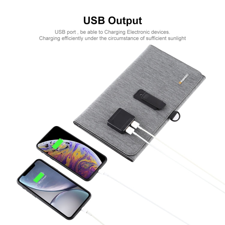 HAWEEL 28W Ultrathin 4-Fold Foldable 5V / 3A Max Solar Panel Charger with Dual USB Ports, Support QC3.0 and AFC(Black)