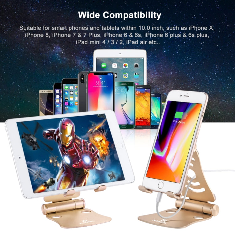 HAWEEL 360 Degree Rotation Foldable Adjustable Pivot Aluminium Desktop Holder, For iPad, iPhone, Galaxy, Huawei, Xiaomi, HTC, Sony, and other Mobile Phones, Laptops or Tablets