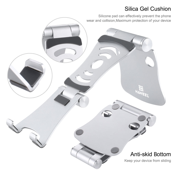 HAWEEL 360 Degree Rotation Foldable Adjustable Pivot Aluminium Desktop Holder, For iPad, iPhone, Galaxy, Huawei, Xiaomi, HTC, Sony, and other Mobile Phones, Laptops or Tablets