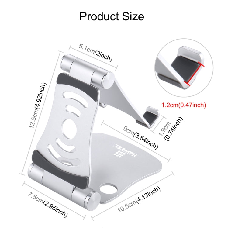 HAWEEL 360 Degree Rotation Foldable Adjustable Pivot Aluminium Desktop Holder, For iPad, iPhone, Galaxy, Huawei, Xiaomi, HTC, Sony, and other Mobile Phones, Laptops or Tablets