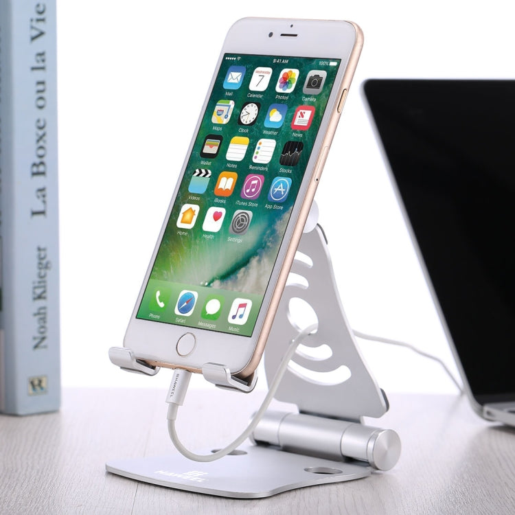 HAWEEL 360 Degree Rotation Foldable Adjustable Pivot Aluminium Desktop Holder, For iPad, iPhone, Galaxy, Huawei, Xiaomi, HTC, Sony, and other Mobile Phones, Laptops or Tablets