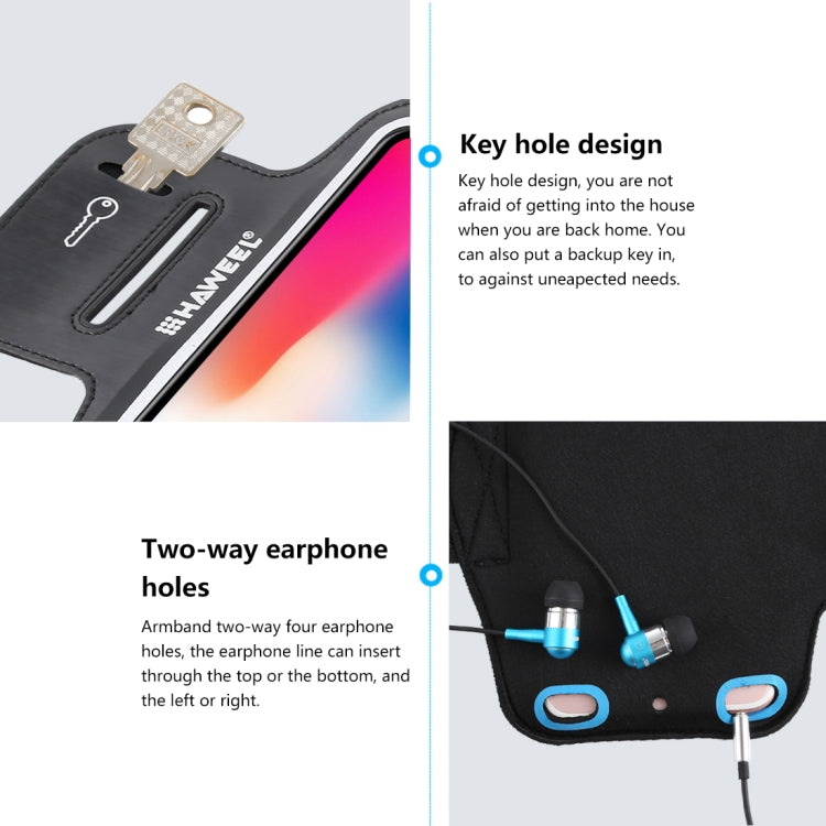 HAWEEL Sport Armband Case with Earphone Hole & Key Pocket, For iPhone XS, iPhone XS Max, iPhone X, iPhone 8 Plus & 7 Plus, iPhone 6 Plus, Galaxy S9+ / S8+ / S6 / S5