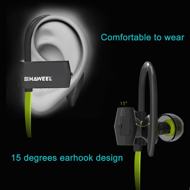 HAWEEL Anti Sweat Noise Cancelling Wireless Bluetooth 4.1 Earbud Stereo Earphone In-ear Headphone Sports Headset(Green)