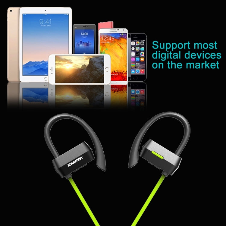 HAWEEL Anti Sweat Noise Cancelling Wireless Bluetooth 4.1 Earbud Stereo Earphone In-ear Headphone Sports Headset(Green)