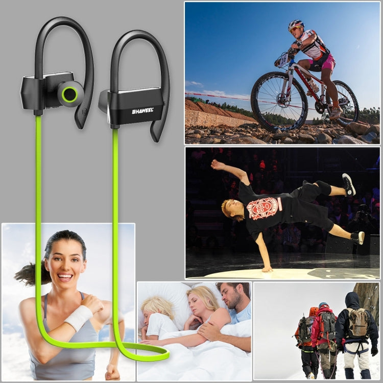 HAWEEL Anti Sweat Noise Cancelling Wireless Bluetooth 4.1 Earbud Stereo Earphone In-ear Headphone Sports Headset(Green)