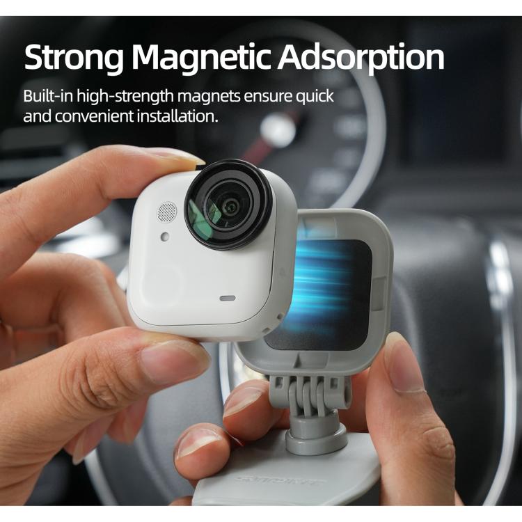 For Insta360 GO Ultra Sunnylife Magnetic Car Sun Visor Mount Action Camera Holder 360 Rotating 180 Tilt Sun Visor Holder  - Grey