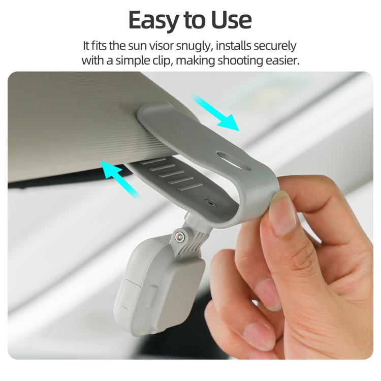 For Insta360 GO Ultra Sunnylife Magnetic Car Sun Visor Mount Action Camera Holder 360 Rotating 180 Tilt Sun Visor Holder  - Grey