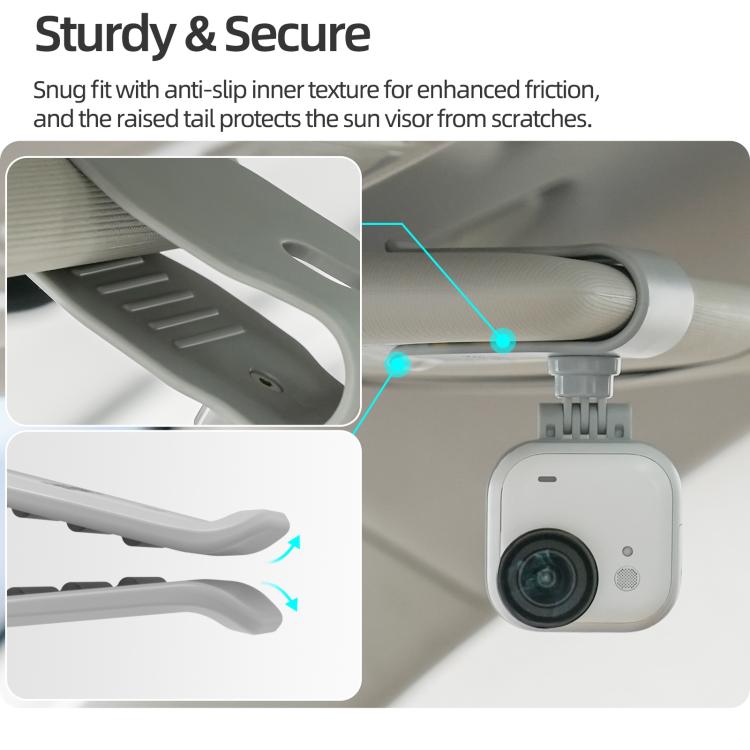 For Insta360 GO Ultra Sunnylife Magnetic Car Sun Visor Mount Action Camera Holder 360 Rotating 180 Tilt Sun Visor Holder  - Grey