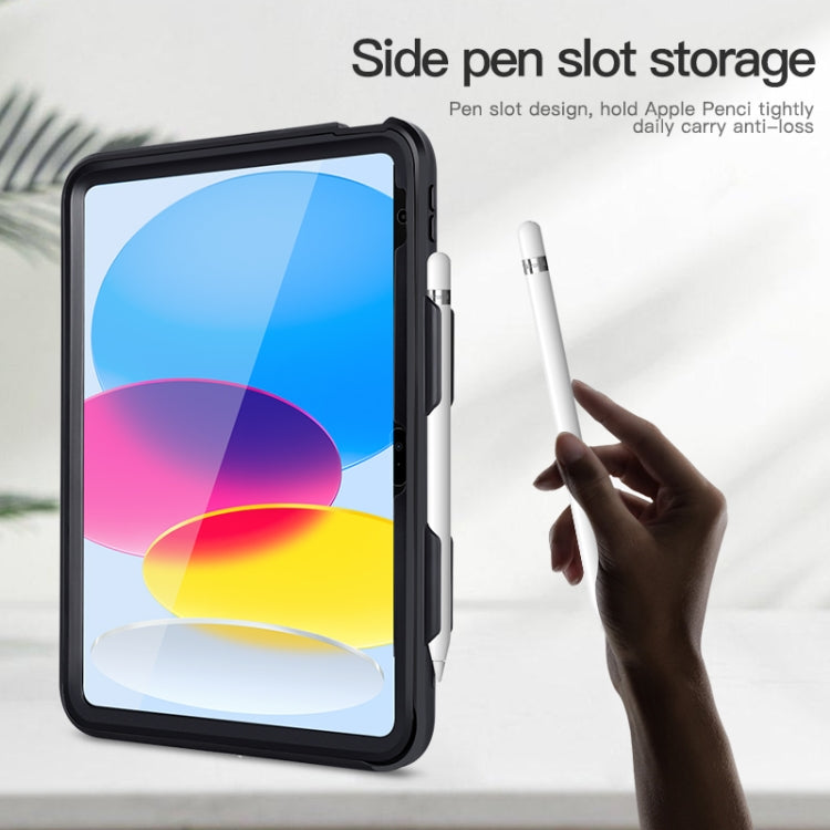 For iPad 10th Gen 10.9 2022 360 Full Body Shockproof Tablet Case with Grip & Holder & Pen Slot(Black)
