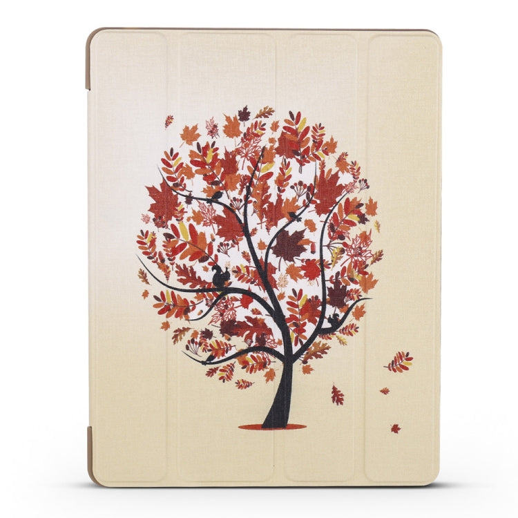 Maple Pattern Horizontal Flip PU Leather Case for iPad 4 / 3 / 2, with Three-folding Holder & Honeycomb TPU Cover