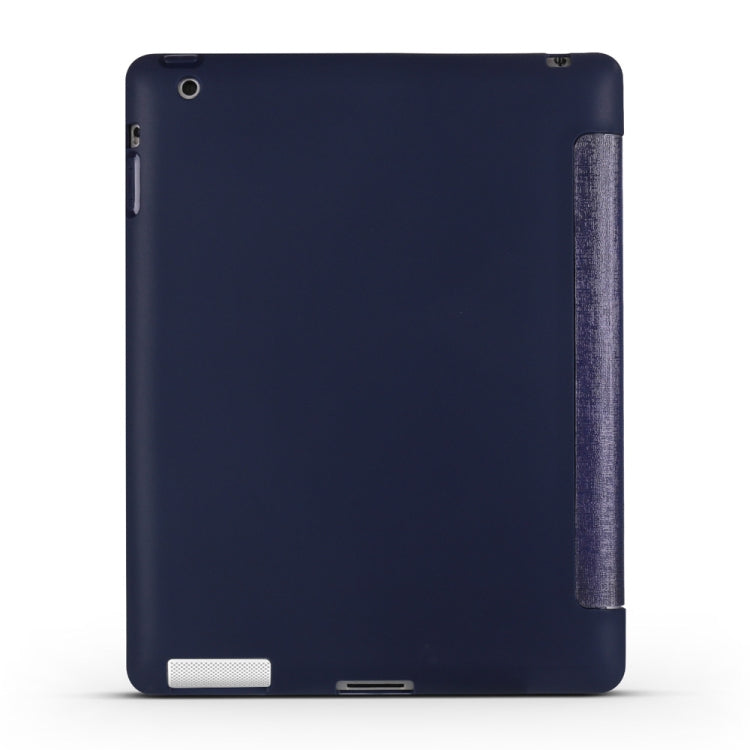 Blue Tree Pattern Horizontal Flip PU Leather Case for iPad 4 / 3 / 2, with Three-folding Holder & Honeycomb TPU Cover