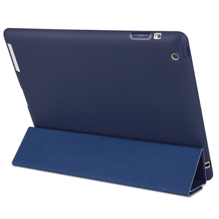 Blue Tree Pattern Horizontal Flip PU Leather Case for iPad 4 / 3 / 2, with Three-folding Holder & Honeycomb TPU Cover