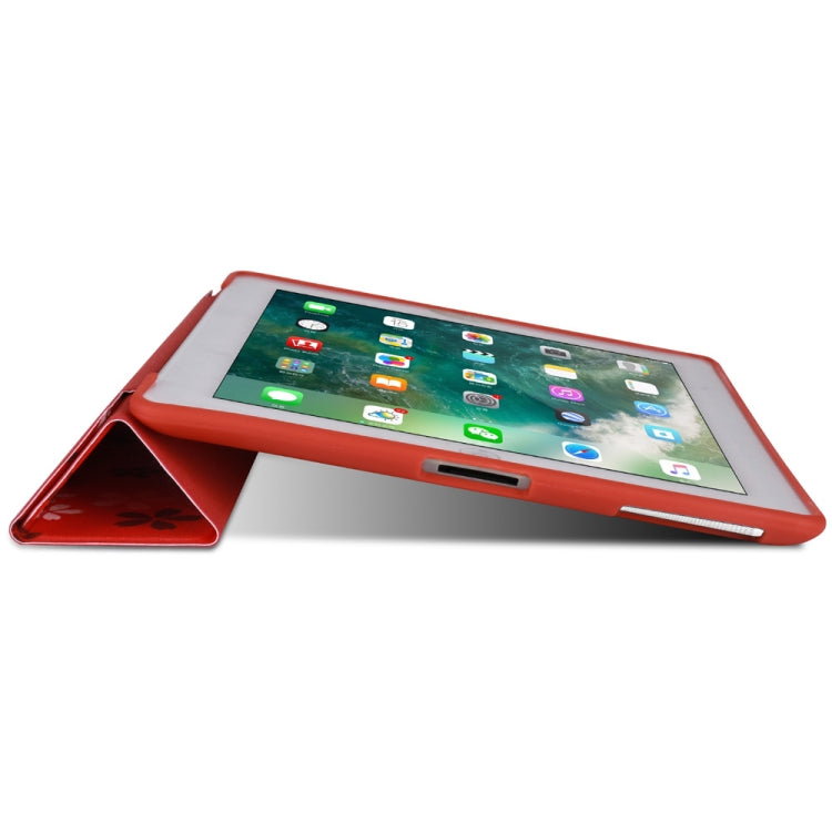 Sakura Pattern Horizontal Flip PU Leather Case for iPad 4 / 3 / 2, with Three-folding Holder & Honeycomb TPU Cover