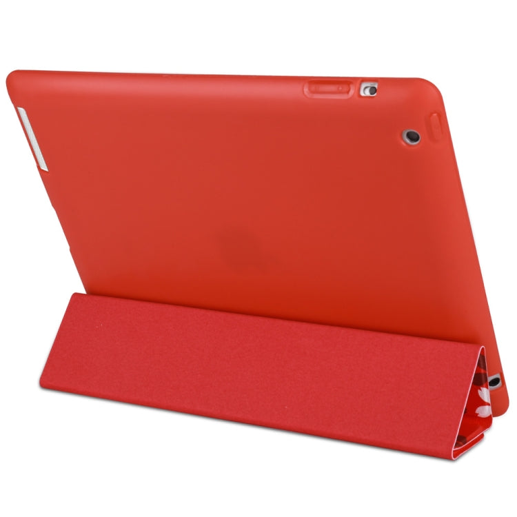 Sakura Pattern Horizontal Flip PU Leather Case for iPad 4 / 3 / 2, with Three-folding Holder & Honeycomb TPU Cover