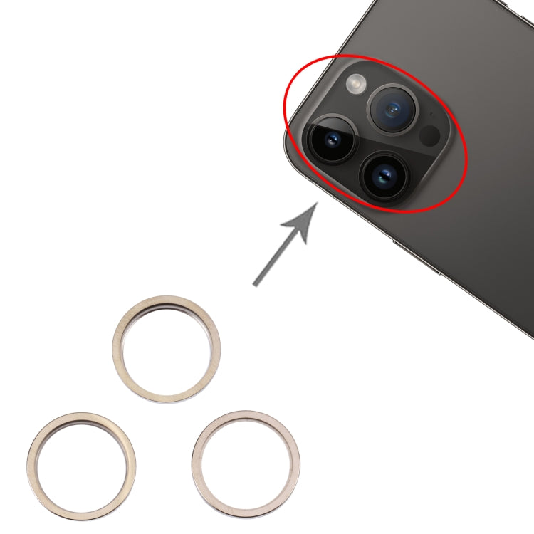 For iPhone 14 Pro 3PCS Rear Camera Glass Lens Metal Outside Protector Hoop Ring