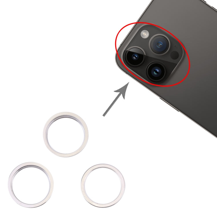 For iPhone 14 Pro 3PCS Rear Camera Glass Lens Metal Outside Protector Hoop Ring