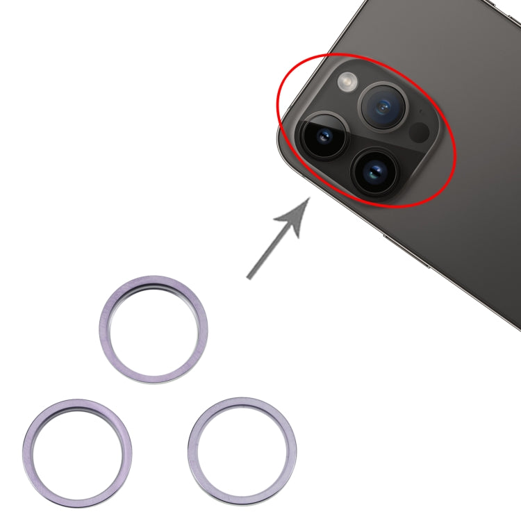 For iPhone 14 Pro Max 3PCS Rear Camera Glass Lens Metal Outside Protector Hoop Ring