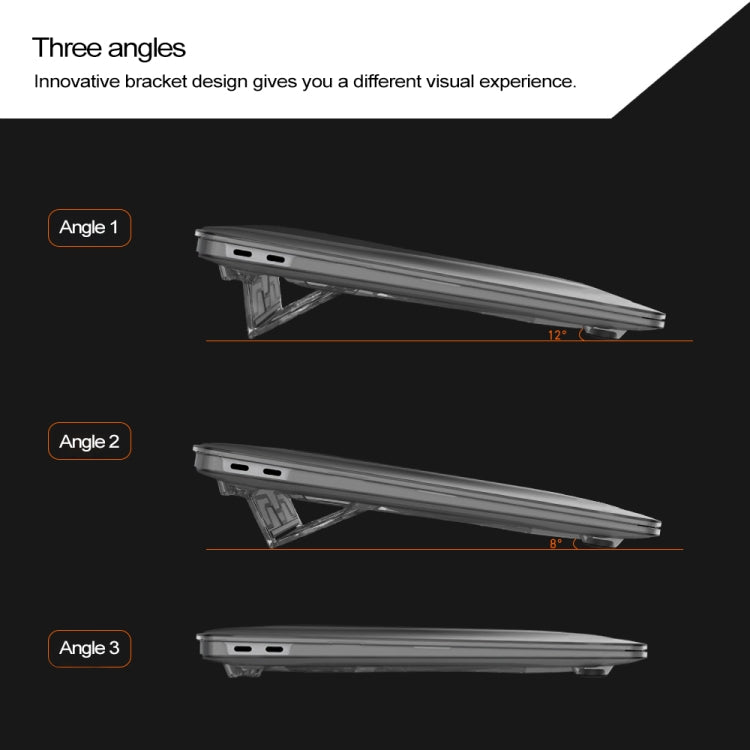 Multi-function Ultra-thin Translucent Heat Dissipation Laptop PC Protective Case for MacBook Air 13.3 inch(2018), with Holder & Handle & Slip-resistant Feet