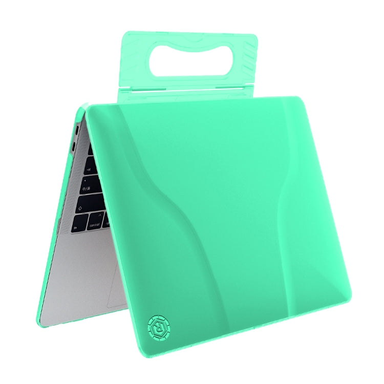 Multi-function Ultra-thin Translucent Heat Dissipation Laptop PC Protective Case for MacBook Air 13.3 inch(2018), with Holder & Handle & Slip-resistant Feet