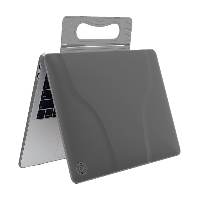 Multi-function Ultra-thin Translucent Heat Dissipation Laptop PC Protective Case for MacBook Air 13.3 inch(2018), with Holder & Handle & Slip-resistant Feet