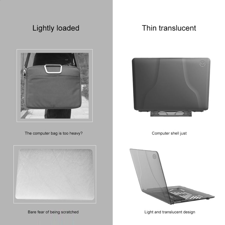 Multi-function Ultra-thin Translucent Heat Dissipation Laptop PC Protective Case for MacBook Air 13.3 inch(2018), with Holder & Handle & Slip-resistant Feet