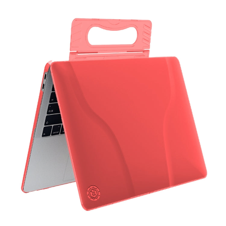 Multi-function Ultra-thin Translucent Heat Dissipation Laptop PC Protective Case for MacBook Air 13.3 inch(2018), with Holder & Handle & Slip-resistant Feet