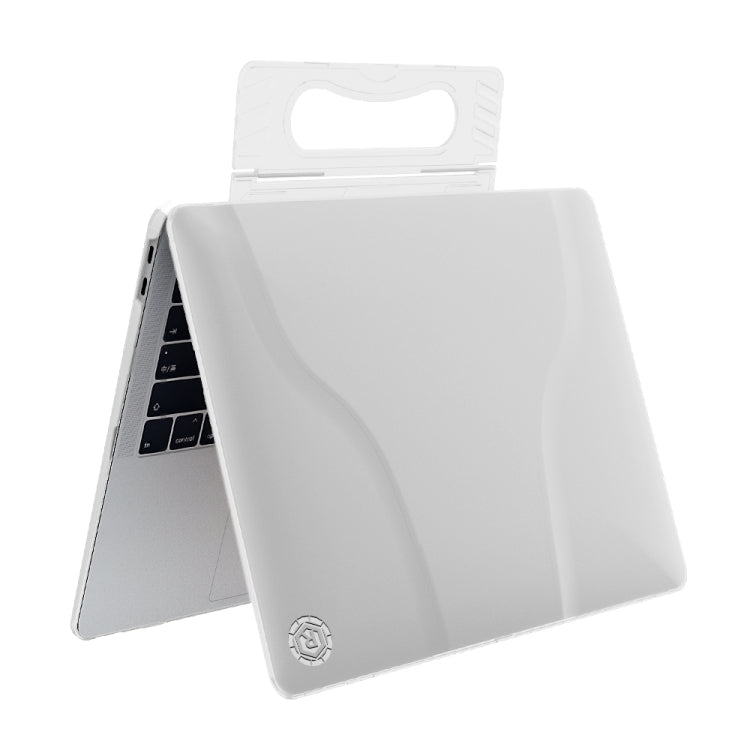 Multi-function Ultra-thin Translucent Heat Dissipation Laptop PC Protective Case for MacBook Air 13.3 inch(2018), with Holder & Handle & Slip-resistant Feet