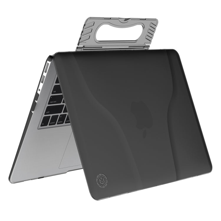 For MacBook Air 13.3 inch A1466 2012-2017 / A1369 2010-2012 Multi-function Ultra-thin Translucent Heat Dissipation Laptop PC Protective Case with Holder & Handle & Slip-resistant Feet