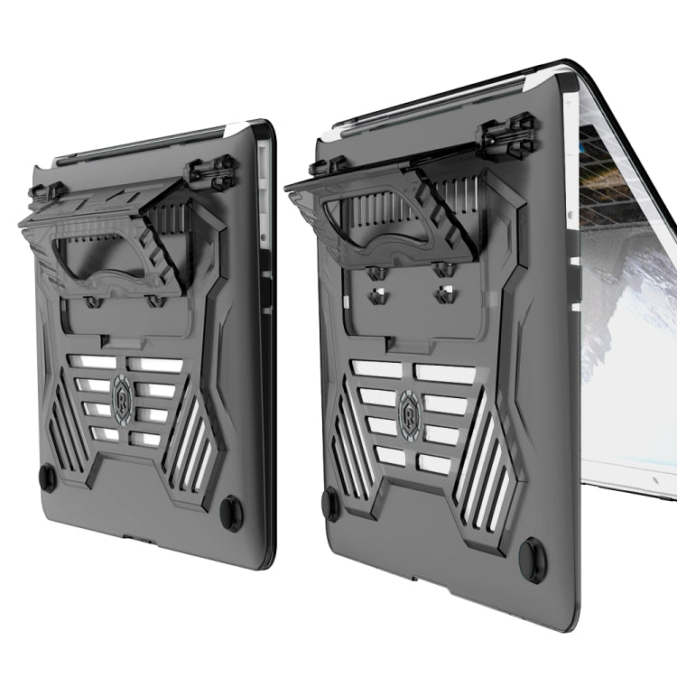 For MacBook Air 13.3 inch A1466 2012-2017 / A1369 2010-2012 Multi-function Ultra-thin Translucent Heat Dissipation Laptop PC Protective Case with Holder & Handle & Slip-resistant Feet