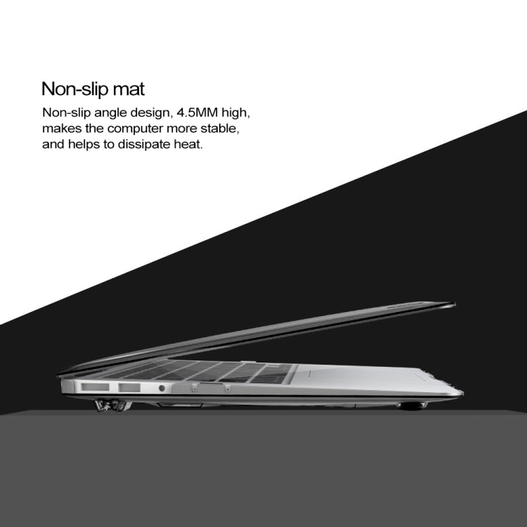 For MacBook Air 13.3 inch A1466 2012-2017 / A1369 2010-2012 Multi-function Ultra-thin Translucent Heat Dissipation Laptop PC Protective Case with Holder & Handle & Slip-resistant Feet