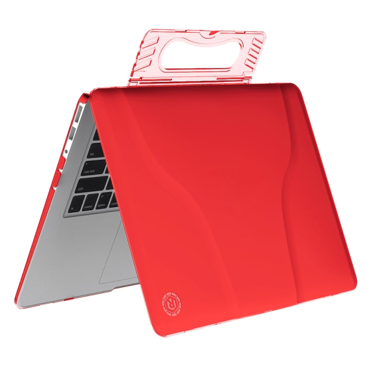 For MacBook Air 13.3 inch A1466 2012-2017 / A1369 2010-2012 Multi-function Ultra-thin Translucent Heat Dissipation Laptop PC Protective Case with Holder & Handle & Slip-resistant Feet