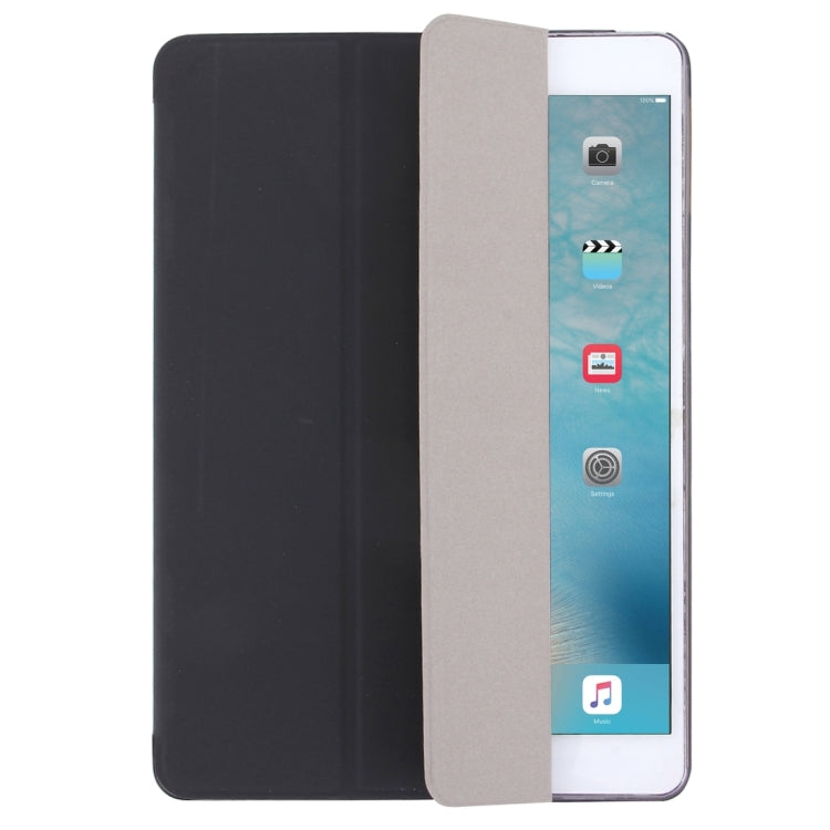 For iPad Air / iPad 5 Plain Weave Texture PU Leather + Translucent Frosted Plastic Case with 3-folding Holder & Sleep / Wake-up Function
