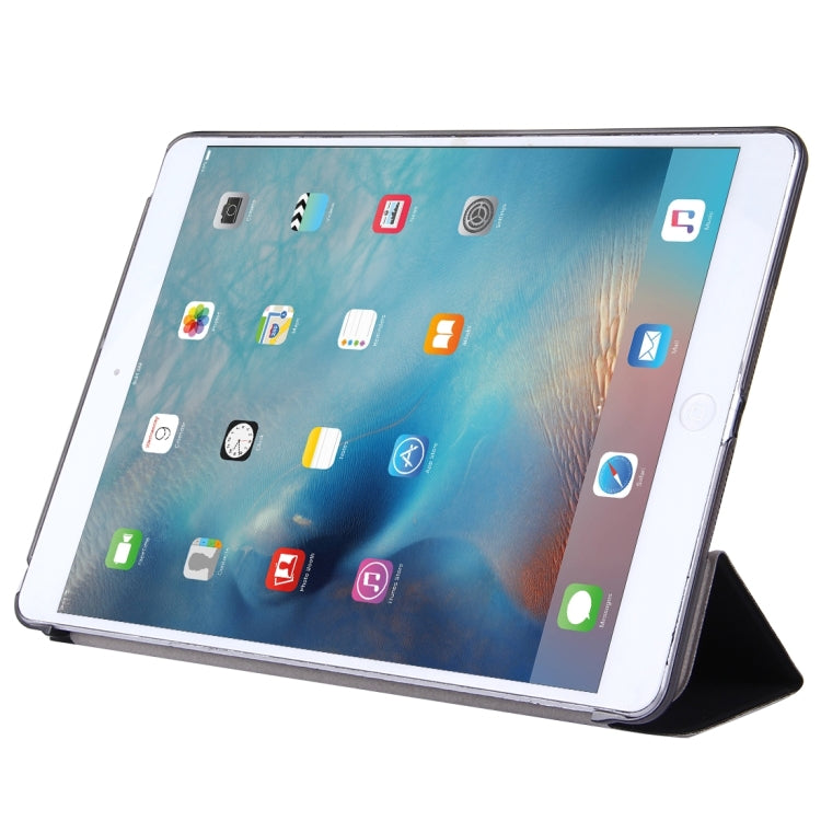 For iPad Air / iPad 5 Plain Weave Texture PU Leather + Translucent Frosted Plastic Case with 3-folding Holder & Sleep / Wake-up Function