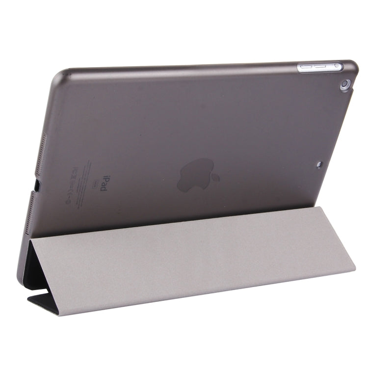 For iPad Air / iPad 5 Plain Weave Texture PU Leather + Translucent Frosted Plastic Case with 3-folding Holder & Sleep / Wake-up Function