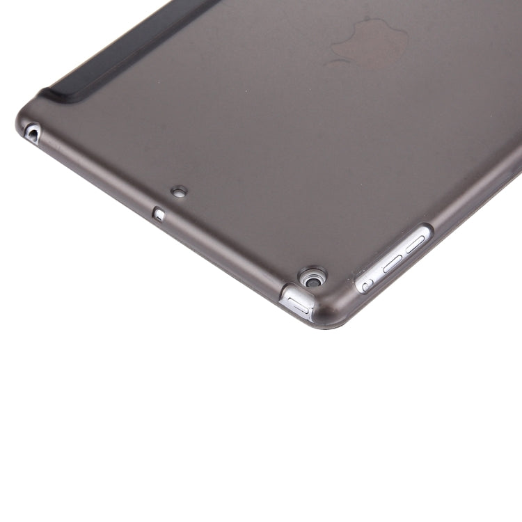 For iPad Air / iPad 5 Plain Weave Texture PU Leather + Translucent Frosted Plastic Case with 3-folding Holder & Sleep / Wake-up Function