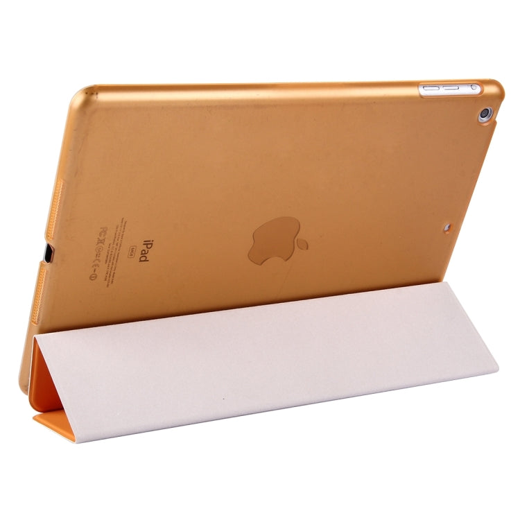 For iPad Air / iPad 5 Plain Weave Texture PU Leather + Translucent Frosted Plastic Case with 3-folding Holder & Sleep / Wake-up Function