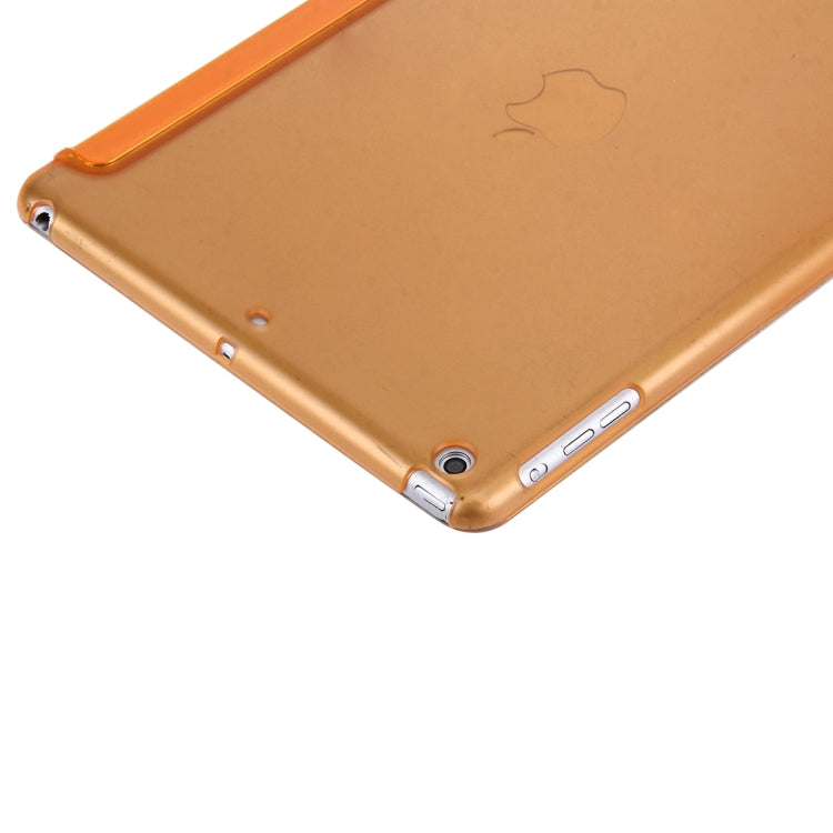 For iPad Air / iPad 5 Plain Weave Texture PU Leather + Translucent Frosted Plastic Case with 3-folding Holder & Sleep / Wake-up Function
