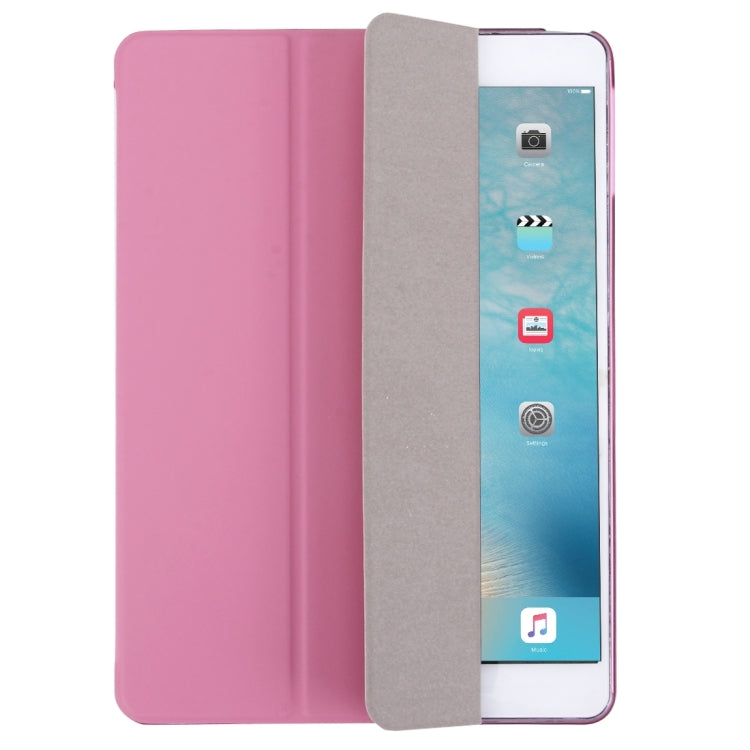 For iPad Air / iPad 5 Plain Weave Texture PU Leather + Translucent Frosted Plastic Case with 3-folding Holder & Sleep / Wake-up Function