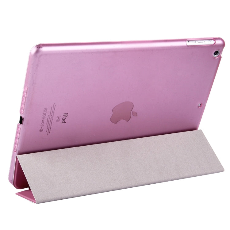 For iPad Air / iPad 5 Plain Weave Texture PU Leather + Translucent Frosted Plastic Case with 3-folding Holder & Sleep / Wake-up Function