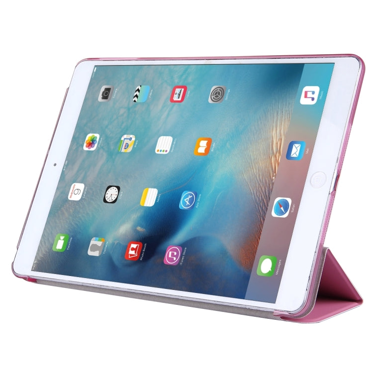 For iPad Air / iPad 5 Plain Weave Texture PU Leather + Translucent Frosted Plastic Case with 3-folding Holder & Sleep / Wake-up Function