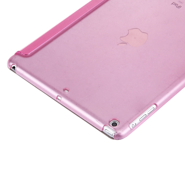 For iPad Air / iPad 5 Plain Weave Texture PU Leather + Translucent Frosted Plastic Case with 3-folding Holder & Sleep / Wake-up Function