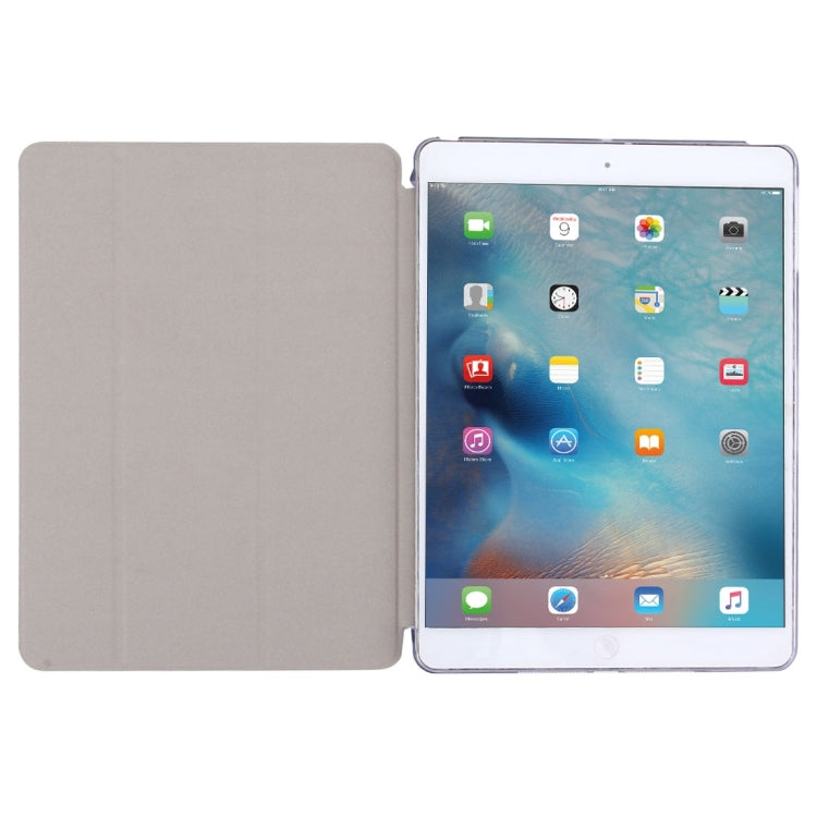 For iPad Air / iPad 5 Plain Weave Texture PU Leather + Translucent Frosted Plastic Case with 3-folding Holder & Sleep / Wake-up Function