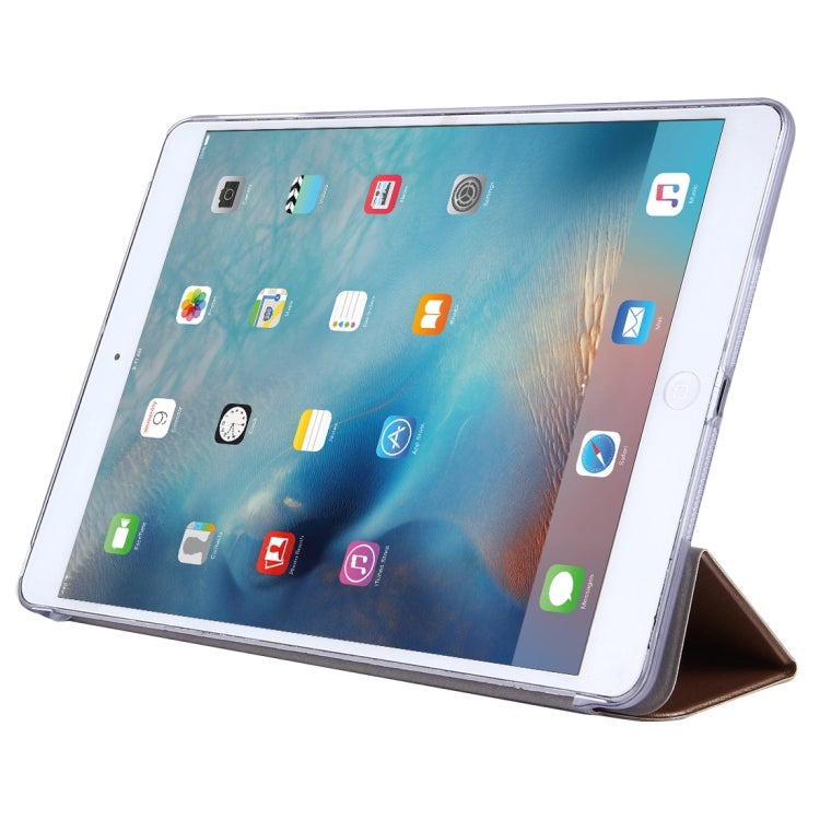 For iPad Air / iPad 5 Plain Weave Texture PU Leather + Translucent Frosted Plastic Case with 3-folding Holder & Sleep / Wake-up Function