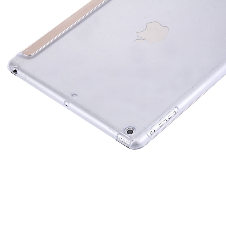 For iPad Air / iPad 5 Plain Weave Texture PU Leather + Translucent Frosted Plastic Case with 3-folding Holder & Sleep / Wake-up Function