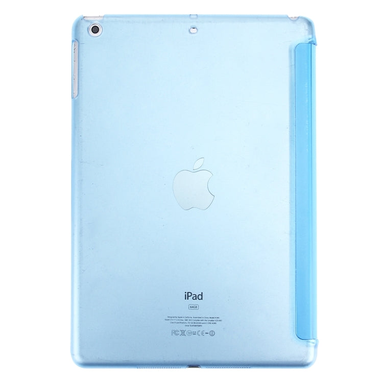 For iPad Air / iPad 5 Plain Weave Texture PU Leather + Translucent Frosted Plastic Case with 3-folding Holder & Sleep / Wake-up Function