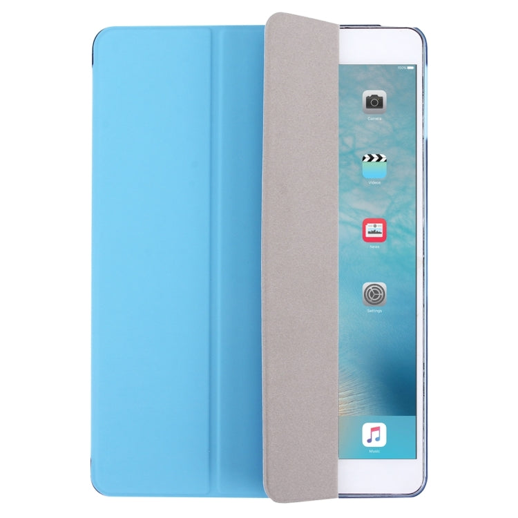 For iPad Air / iPad 5 Plain Weave Texture PU Leather + Translucent Frosted Plastic Case with 3-folding Holder & Sleep / Wake-up Function