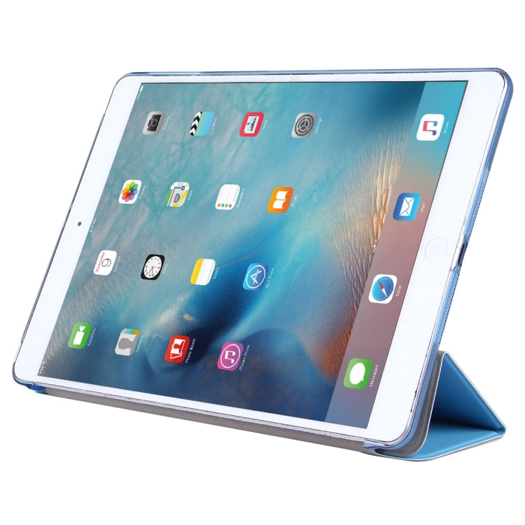For iPad Air / iPad 5 Plain Weave Texture PU Leather + Translucent Frosted Plastic Case with 3-folding Holder & Sleep / Wake-up Function