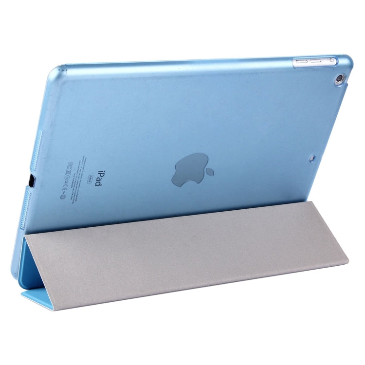 For iPad Air / iPad 5 Plain Weave Texture PU Leather + Translucent Frosted Plastic Case with 3-folding Holder & Sleep / Wake-up Function