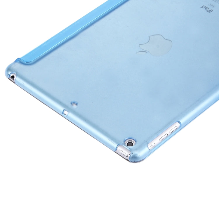 For iPad Air / iPad 5 Plain Weave Texture PU Leather + Translucent Frosted Plastic Case with 3-folding Holder & Sleep / Wake-up Function